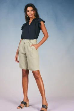 Striped Knee Length Shorts