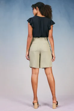 Striped Knee Length Shorts