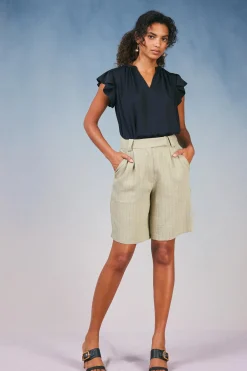 Striped Knee Length Shorts