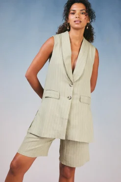 Striped Knee Length Shorts