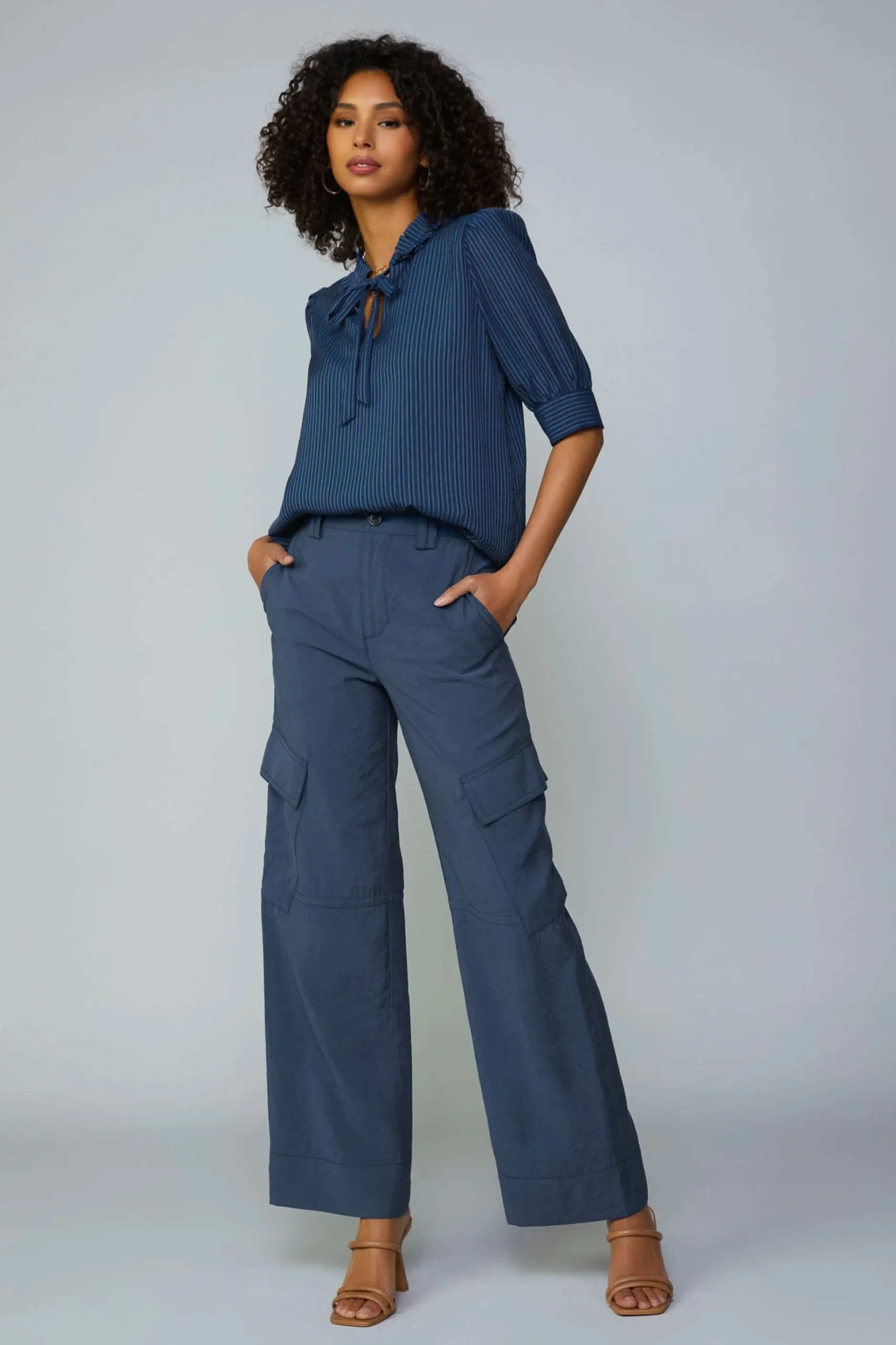 Striped Structured Sleeve Blouse