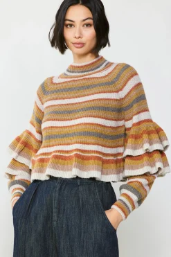 Striped Tiered Sleeve Sweater