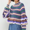 Striped Tiered Sleeve Sweater