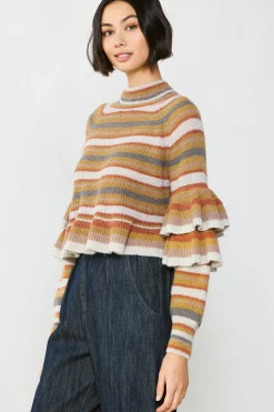 Striped Tiered Sleeve Sweater