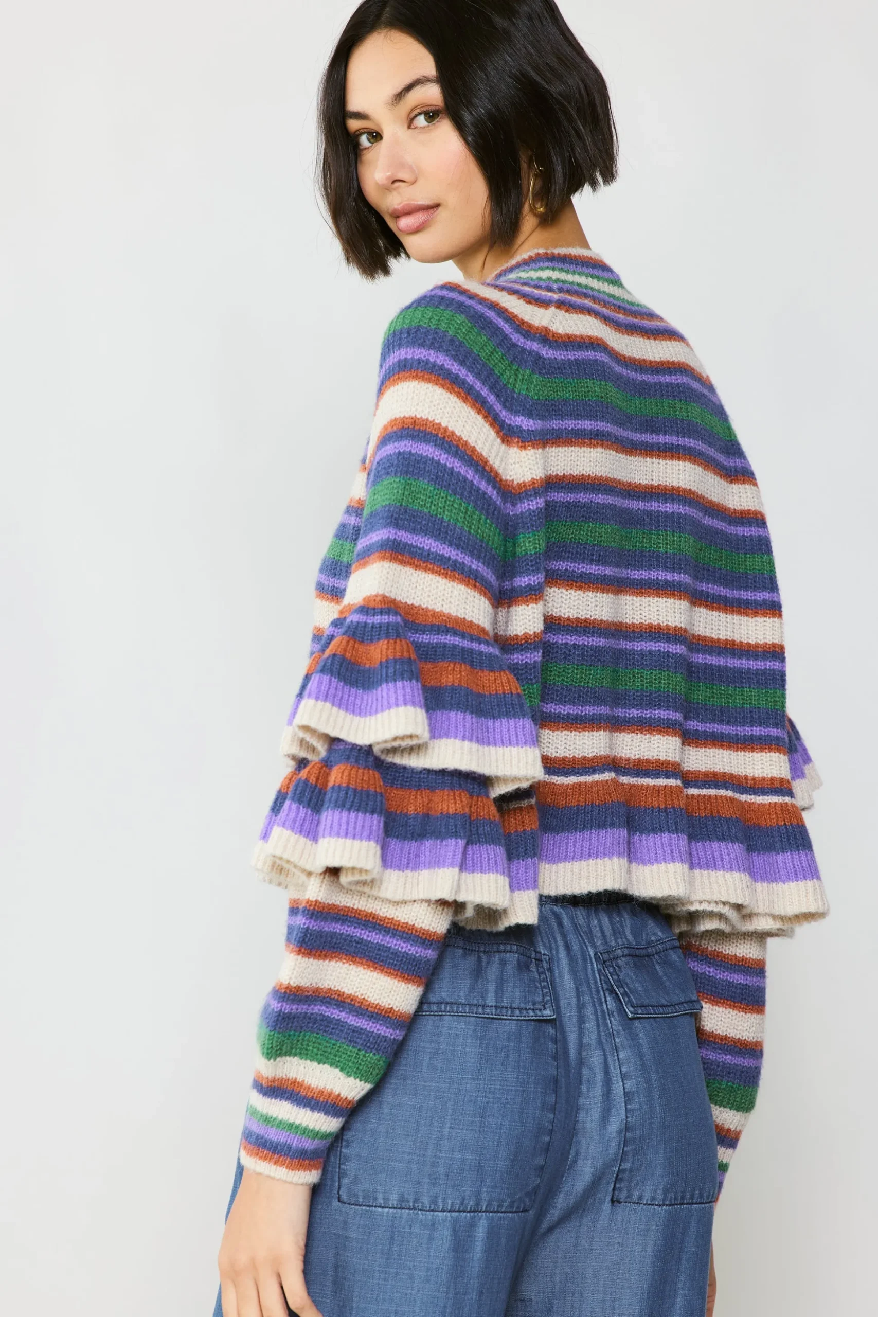 Striped Tiered Sleeve Sweater