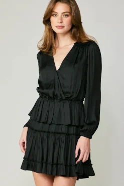 Surplice Tiered Mini Dress