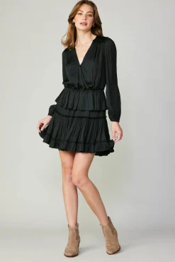 Surplice Tiered Mini Dress