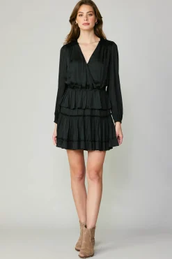 Surplice Tiered Mini Dress