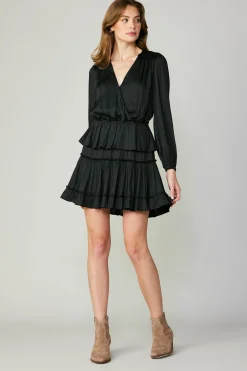 Surplice Tiered Mini Dress