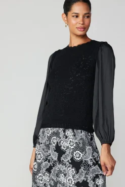 Textural Knit Sweater Top