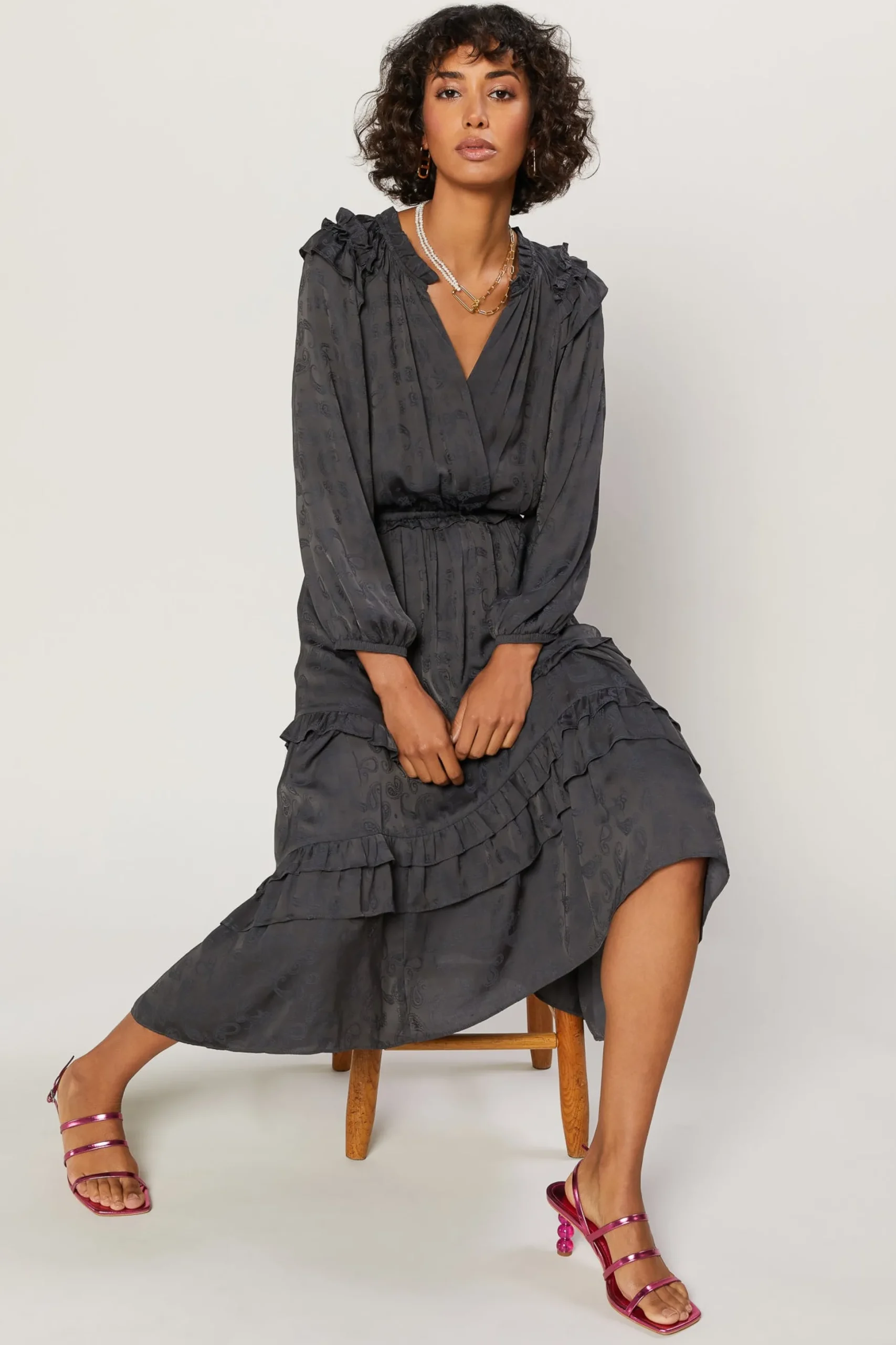 Tiered Skirt Midi Dress