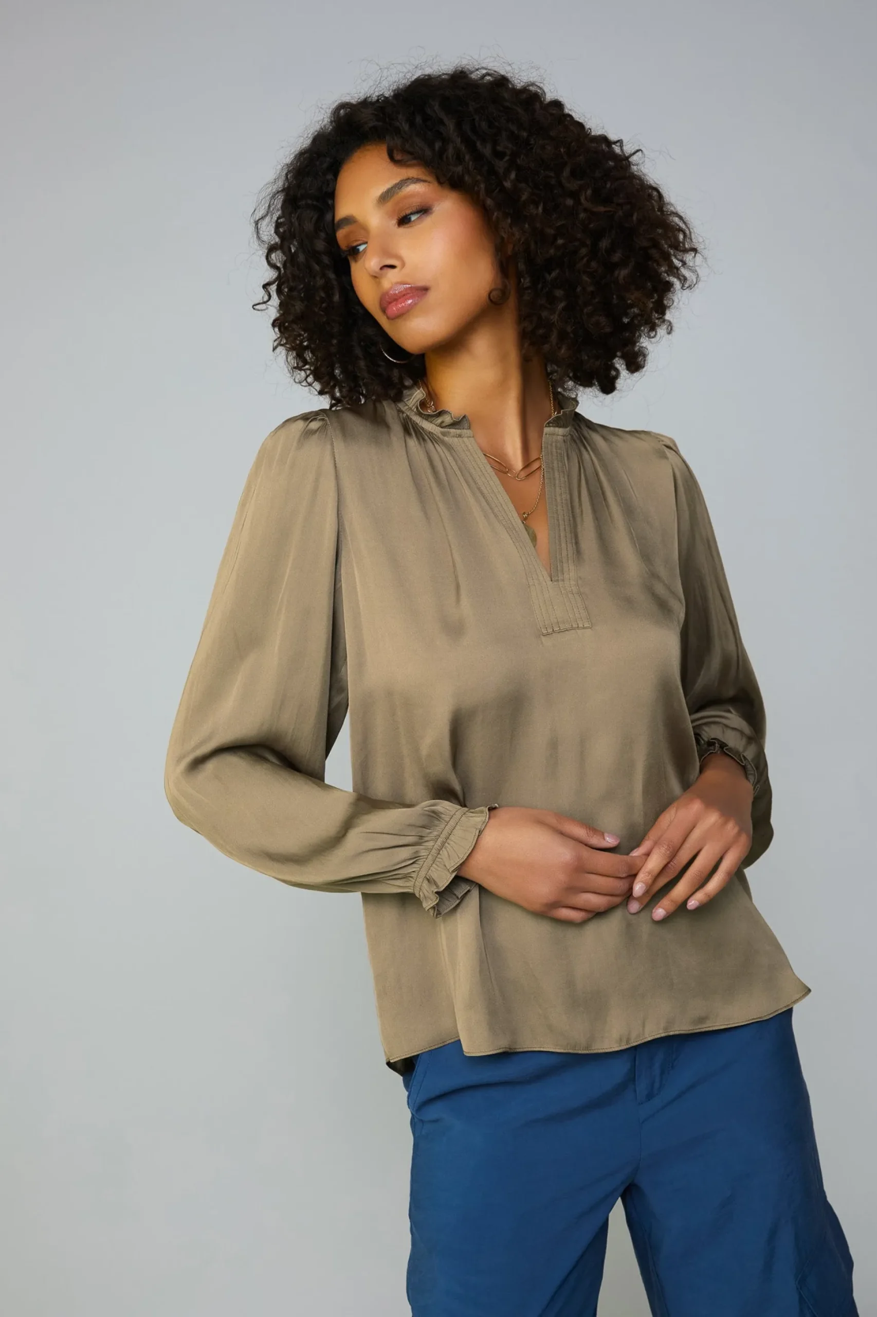 Top Stitch Placket Blouse