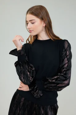 Velvet Foil Sweater Top