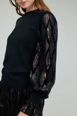 Velvet Foil Sweater Top