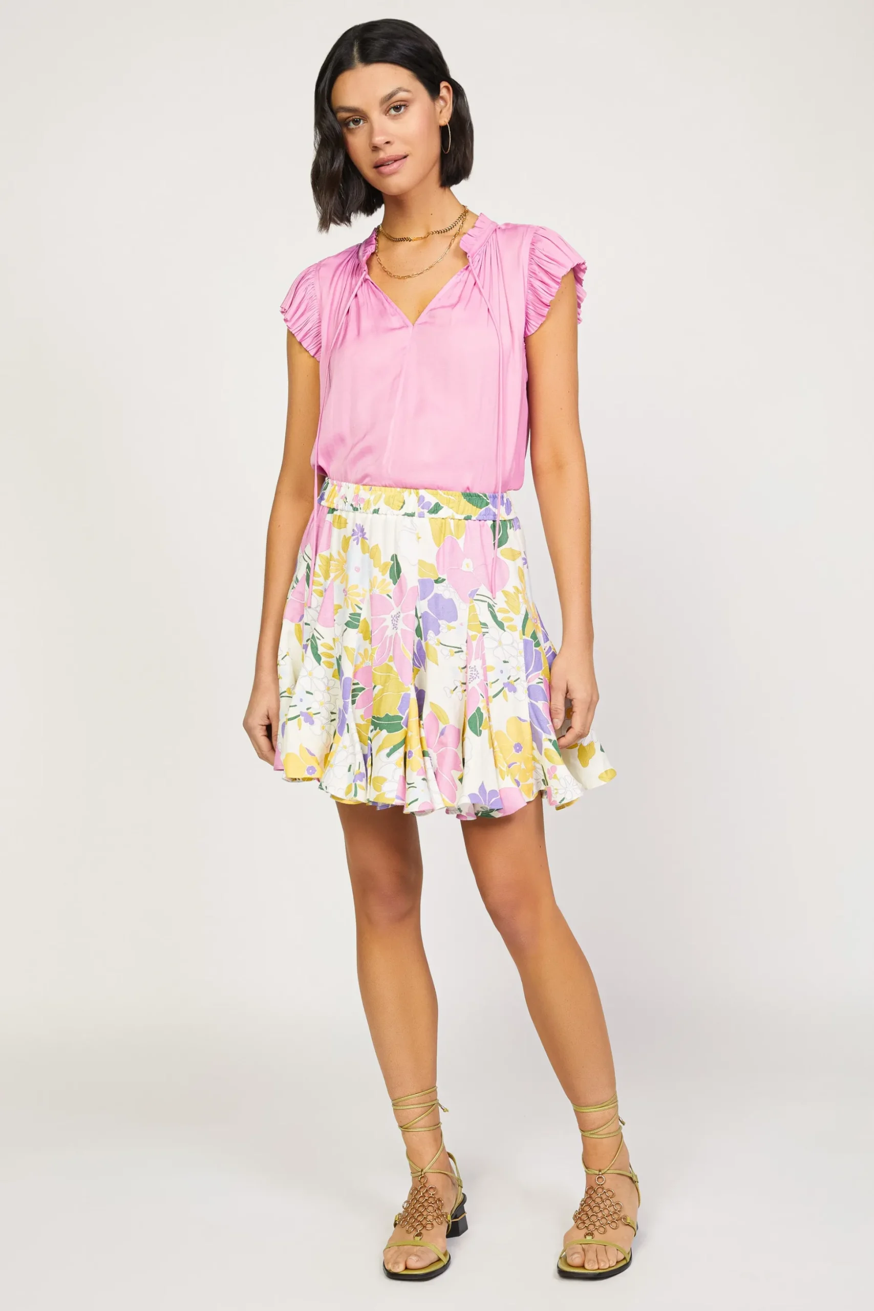 Vintage Floral Godet Skirt