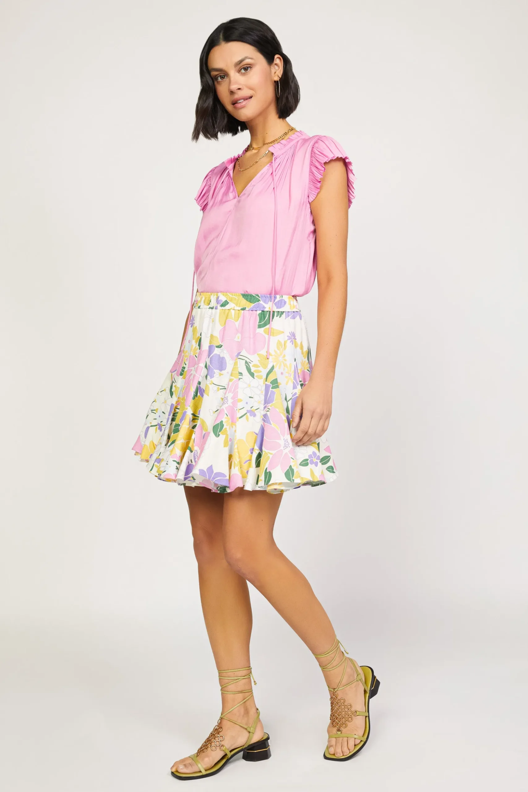 Vintage Floral Godet Skirt