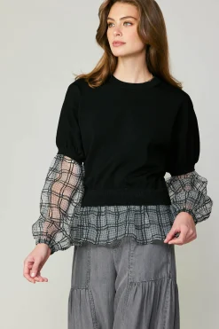 Windowpane Plaid Sweater Top