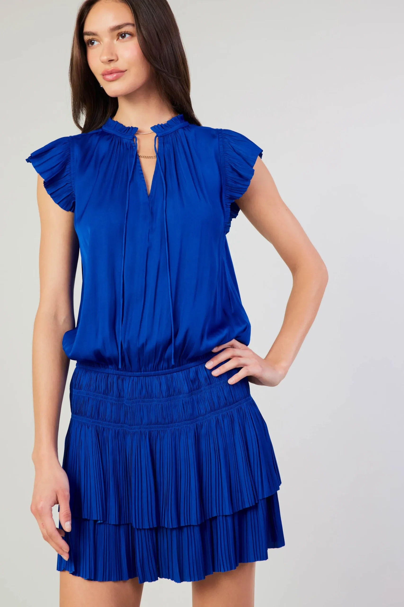Zoey Pleated Mini Dress