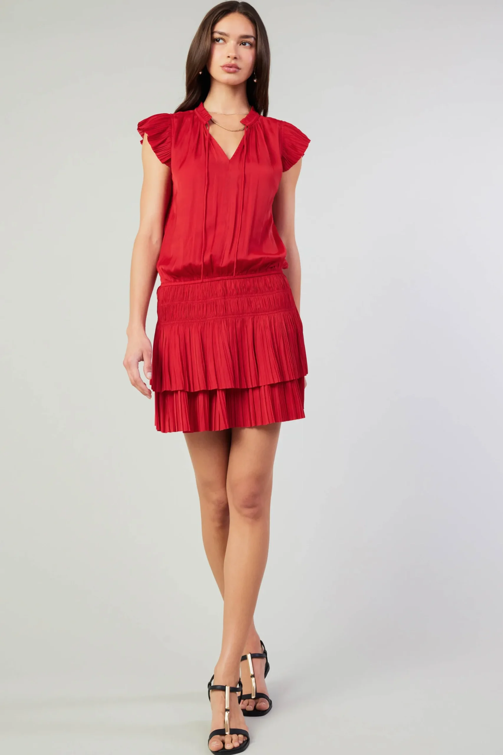 Zoey Pleated Mini Dress