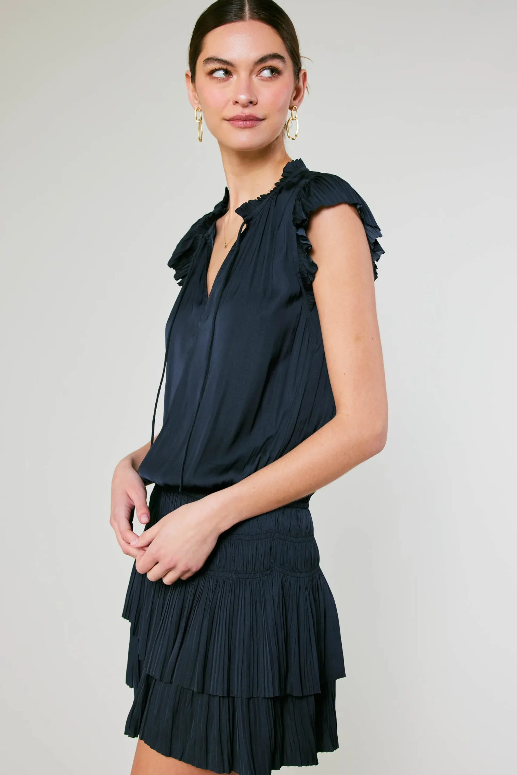 Zoey Pleated Mini Dress